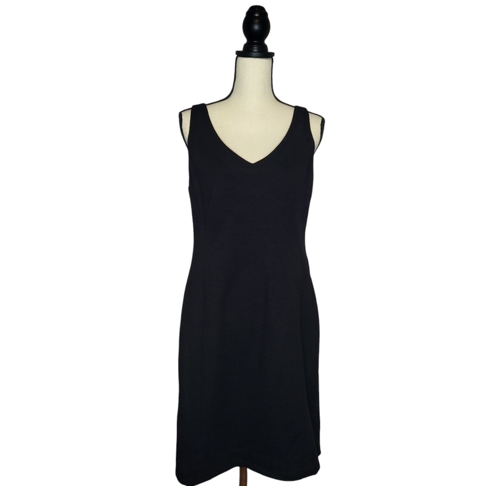 Eileen Fisher Dress Black Sleeveless V Neckline Side Zipper Women's Size M